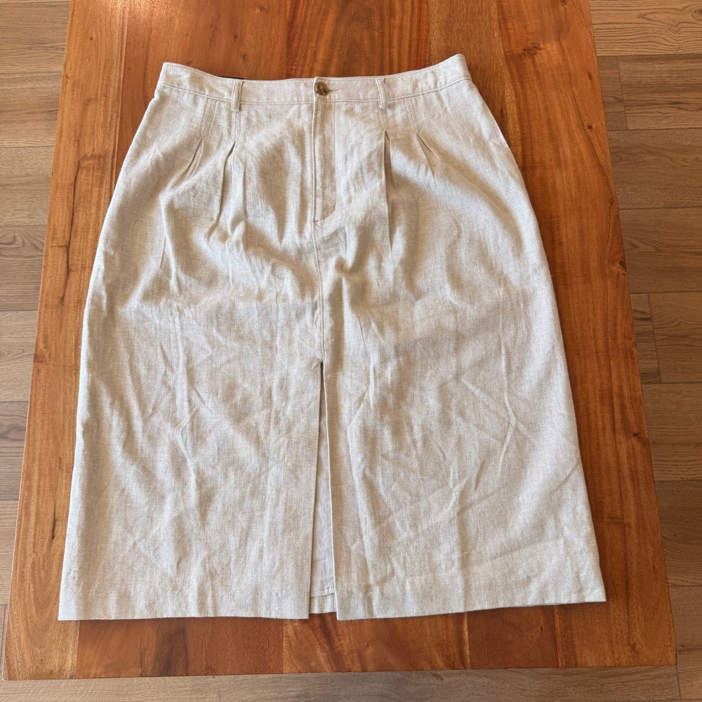 Banana Republic Women's Tan Linen Blend Midi Skirt Size 14 NWT